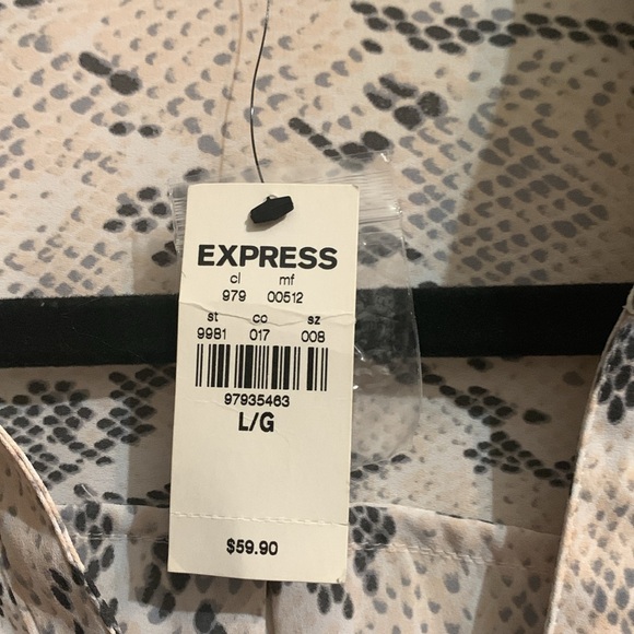 Express Snake Skin Portofino Button Down Shirt - Gray and Blush Pink - Picture 6 of 8